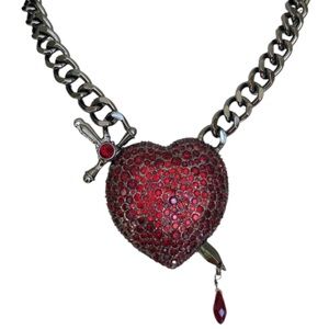 Betsey Johnson 'Bleeding Heart & Dagger' pendant necklace  NWT